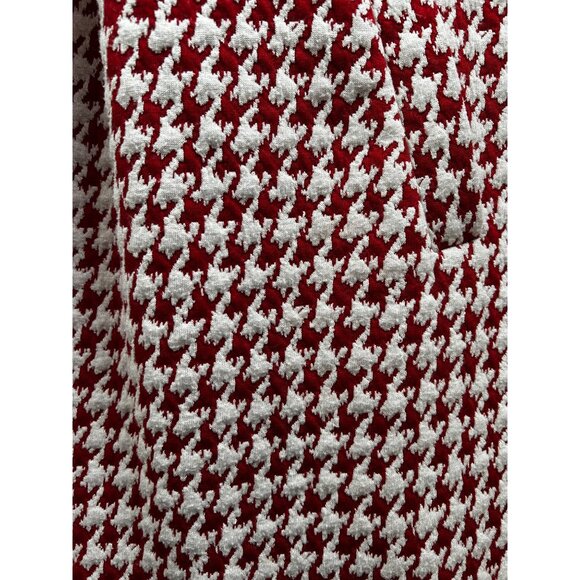 Tyler Böe Red & White Houndstooth Retro Preppy Chic Sweater Dress w/Pockets Sz S - Picture 5 of 9